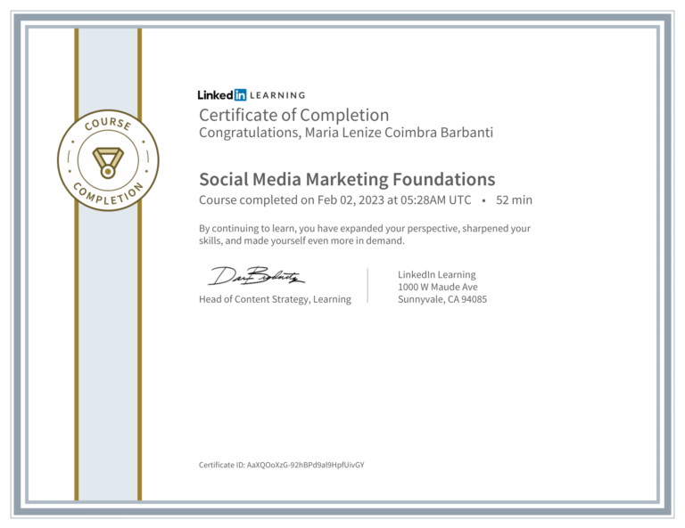 LinkedIn Social Media Marketing Foudations Certificate